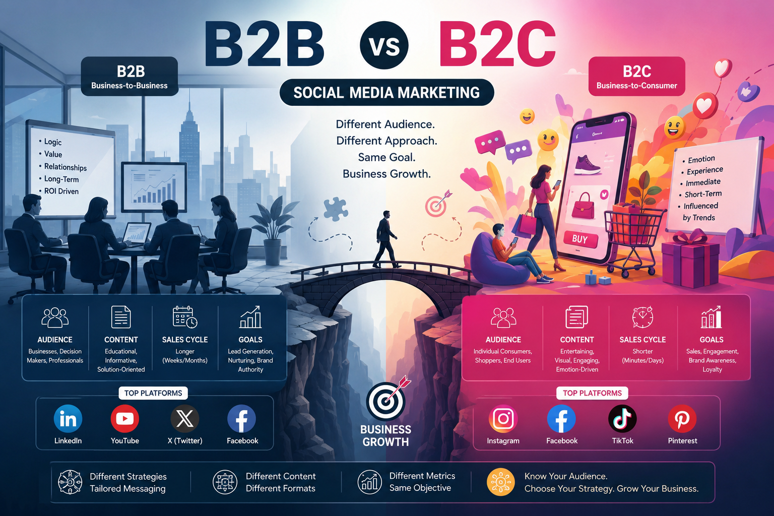 Difference Between B2B and B2C Social Media Marketing | Complete Guide (2026)